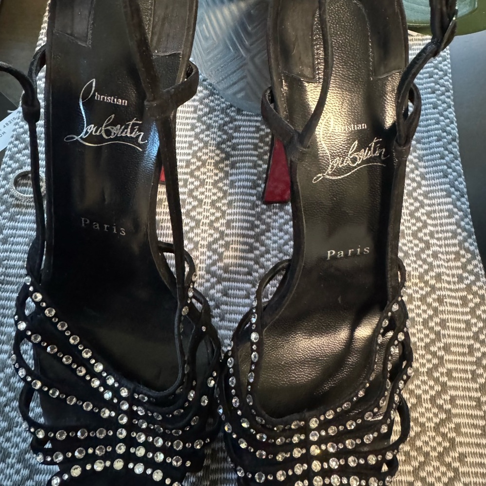 Christian Louboutin Black Rhinestone Heels